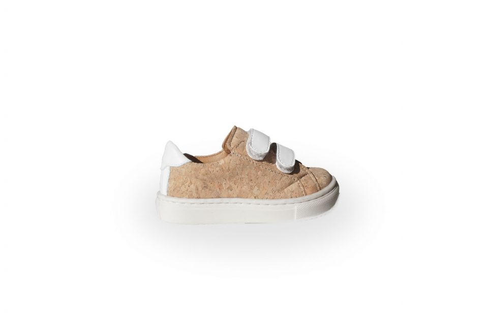 White Kid Velcro | Cork Shoes