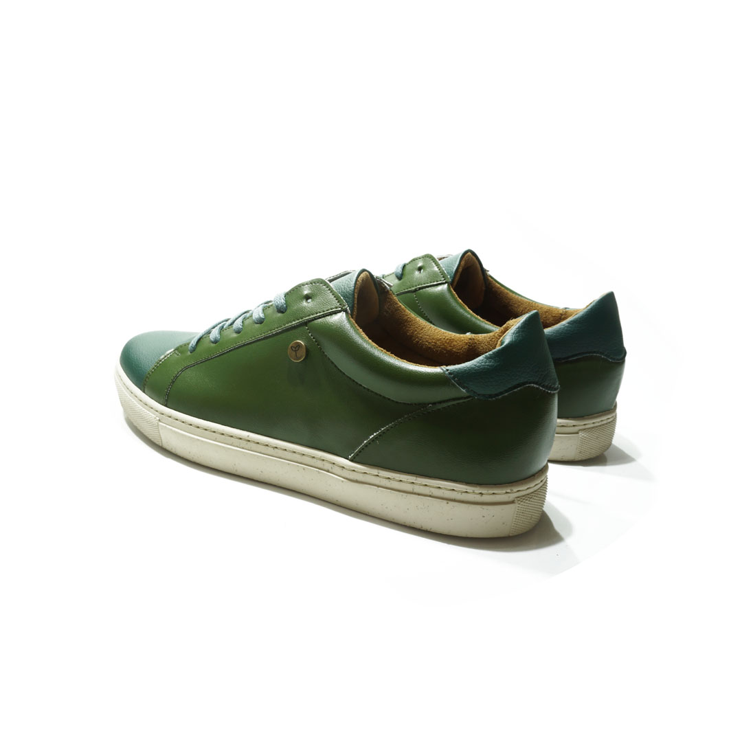 Backpart of green cactus leather shoes by Treec