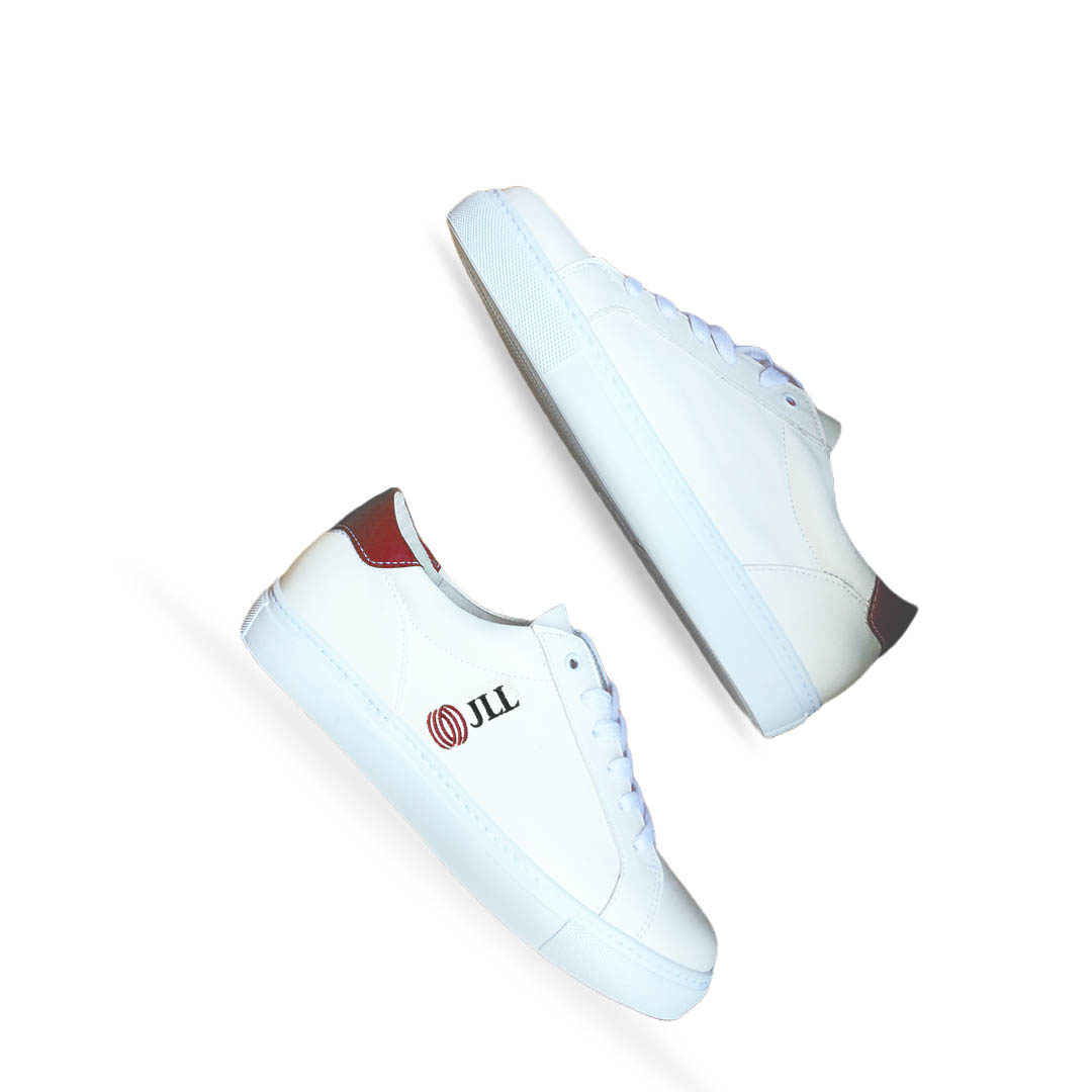 custom branded corporate shoes with red detail